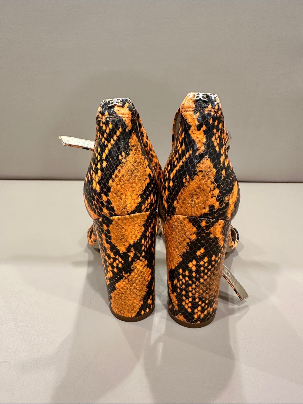 Sam Edelman Yellow-Black Snake Print Ankle-Strap Heels - Picture 4 of 10